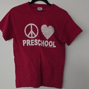 Peace Love Preschool Teacher Tee - Size S